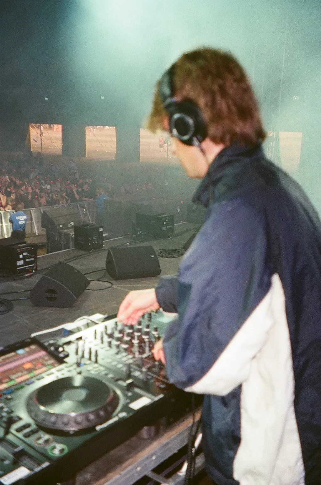Cam Smith working at the decks during a live set